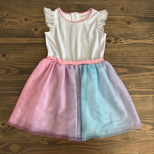Girls American Girl Tulle Dress 5 White Pink Blue Purple Layered Casual